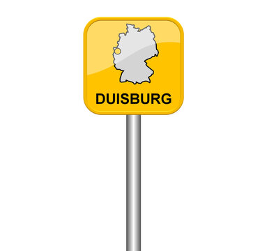 Duisburg - Schild mit Lage auf Deutschlandkarte
