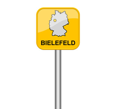 Bielefeld - Schild mit Lage auf Deutschlandkarte