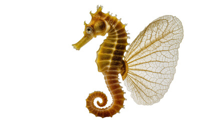 Yellow seahorse with delicate translucent wings © Niklas