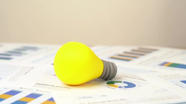 The idea's spark lies in financial documents with graphs and metrics. Business ideas and entrepreneurial initiative.