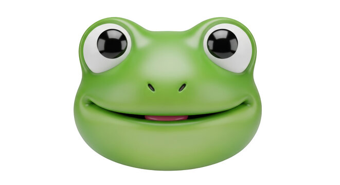 3d illustration of a cute green frog face isolated on transparent background