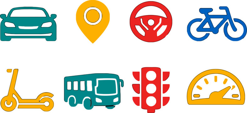 Transportation and Navigation Icons Set