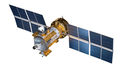 Space satellite with large solar panels and dish antenna © Niklas