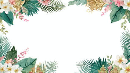 Fototapeta premium Vector Background Pattern with Tropical Leaves and Floral Elements in Modern Organic Style