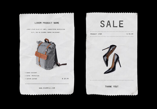 Receipt Papers Mockup