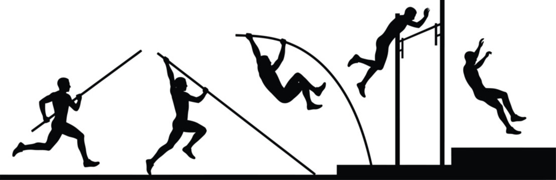 Pole Vault Silhouette Motion Sequence