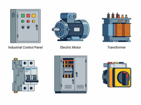 Industrial electrical equipment including motor control panel and transformer