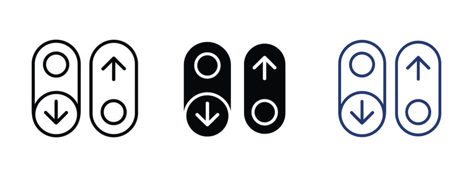 Vertical scroll icons featuring navigation switch controls, user interface elements, smooth scrolling, and clean minimalist vector graphics for web and mobile applications.