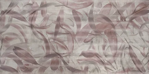 Flowers on the old white wall background, digital wall tiles or wallpaper design © Obsessively