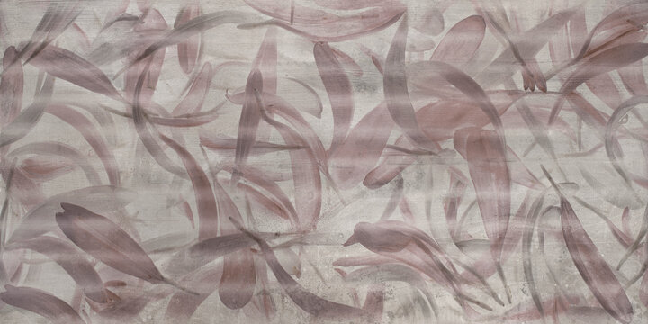 Flowers on the old white wall background, digital wall tiles or wallpaper design
