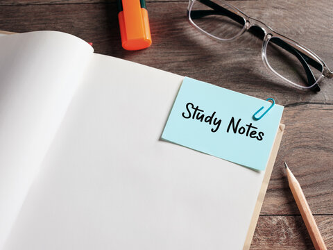 Study notes on a notebook inspiring learning and education