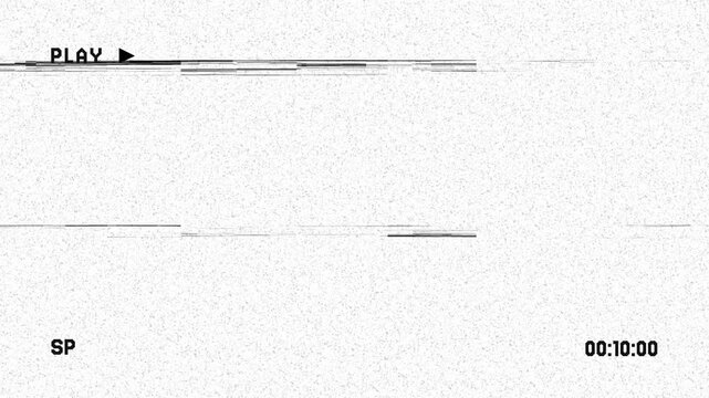 Vintage VHS signal loss Static Noise With Play Icon and Timestamp Analog Glitch Background Texture.