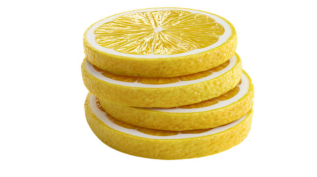 Stack of sliced lemons on transparent background lemon fruit citrus slices stacked yellow food healthy juicy