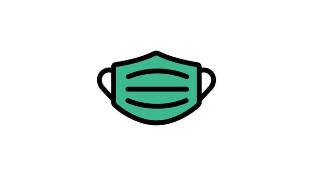 Animated Medical Face Mask Icon Surgical Mask Protection Vector 4K Loop