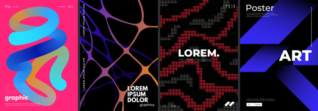 Futuristic posters collection with different abstract design.