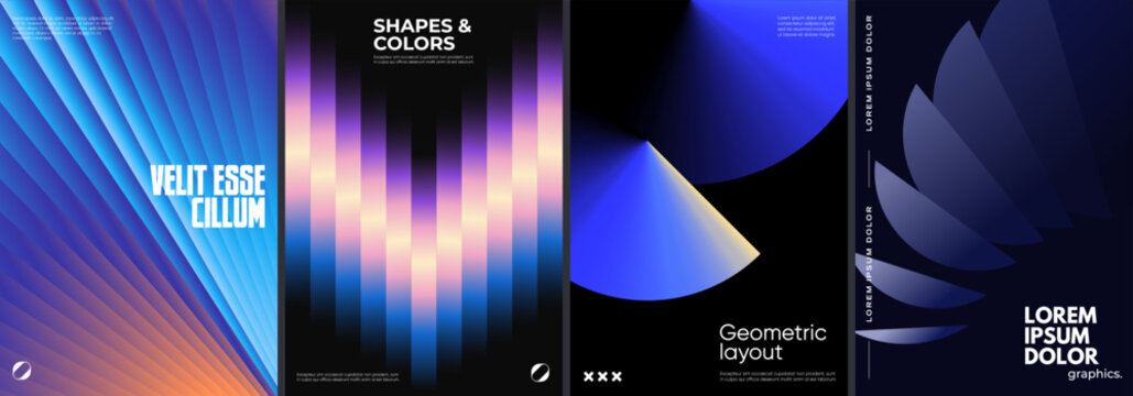 Futuristic posters collection with different abstract design.
