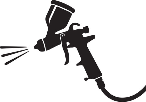 Airbrush or spray gun to paint cars. black icon solid vector