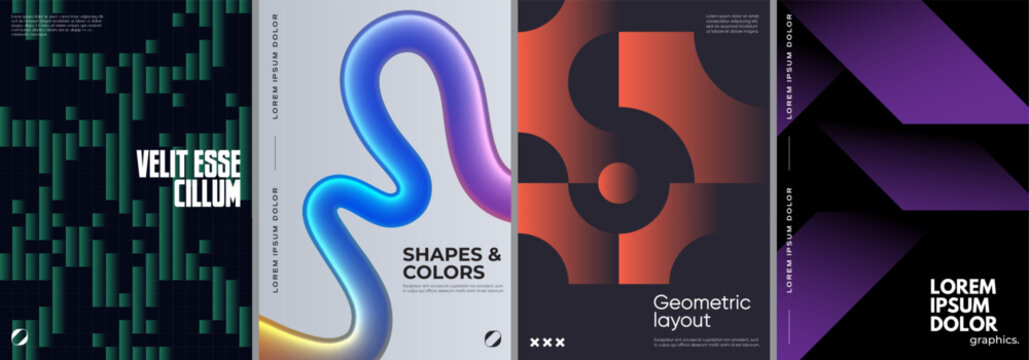 Futuristic posters collection with different abstract design.