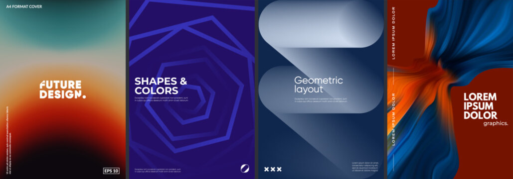 Futuristic posters collection with different abstract design.