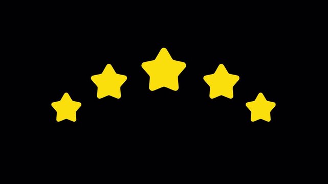 5 star rating concept animation, Gold star award element video 4k in transparent background