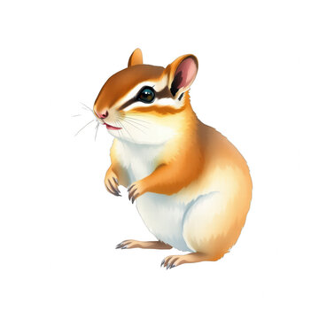 Cute chipmunk illustration on black background