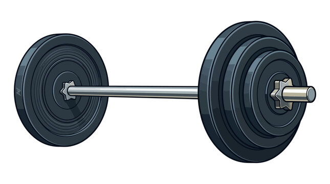 A vector illustration of a dumbbell recreated with weights and a chrome barbell