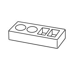 Obraz premium White Lego brick with circular and square holes.