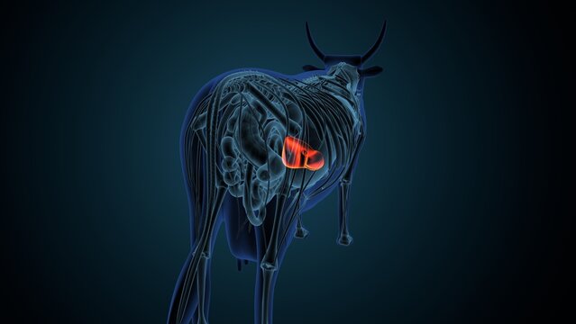 Blue cow anatomy. 3d render
