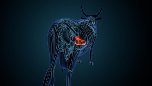 Blue cow anatomy. 3d render