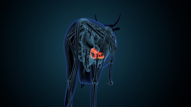 Blue cow anatomy. 3d render