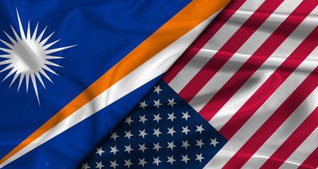 Fototapeta premium Bilateral relations between Marshall Islands and United States. Diplomatic relations between the United States and the Marshall Islands