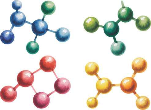 watercolor Molecules In Darkness illustration isolated on white background