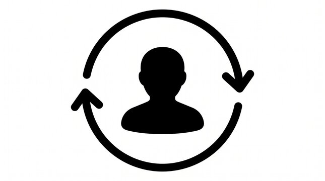 User account refresh icon isolated on white background
