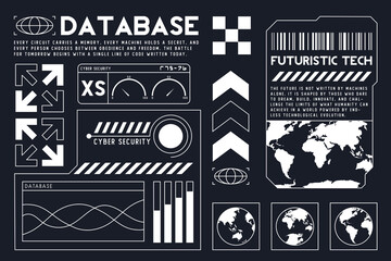 Obraz premium Futuristic technology interface elements with world maps and data charts
