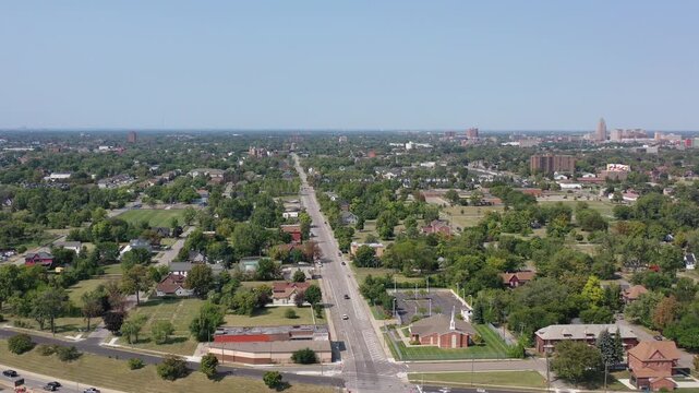 Suburbs of Detroit Michigan Aerial View