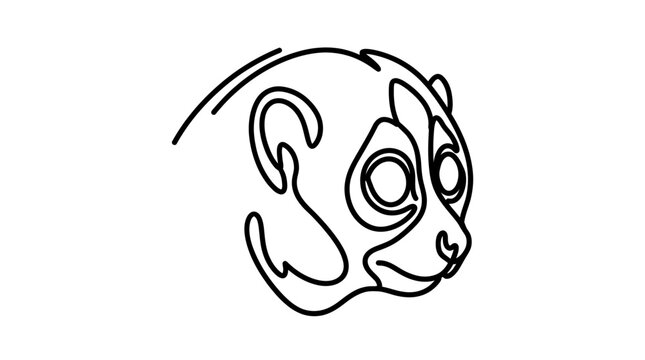 Minimalist Loris Face Line Art Vector Illustration