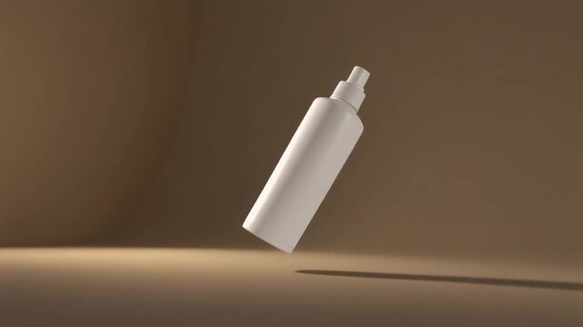 Blank White Spray Bottle Floating In Minimal Studio Environment
