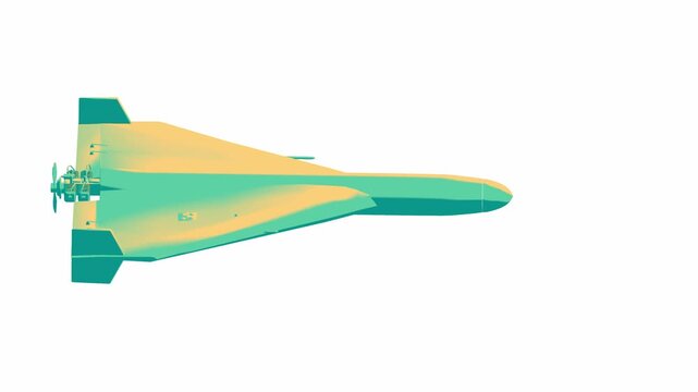 Top down technical visualization of a military  drone flying over an isolated white background for orthopedic surveillance maps