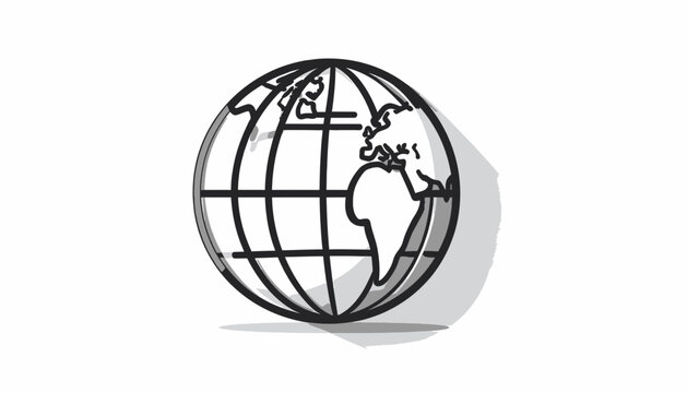 Wireframe Globe Earth Map Illustration.
