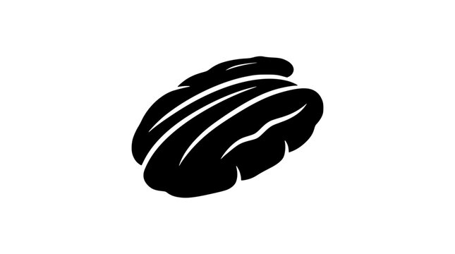 Pecan Nut Silhouette Icon Isolated on White Background