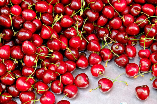 Fresh Red Cherries at Market