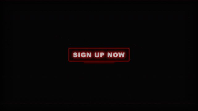 Glowing Red Neon "Sign Up Now" Button on Black Background - Call to Action