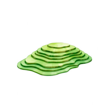 3D Topographic Layered Hill Map Isolated on Black