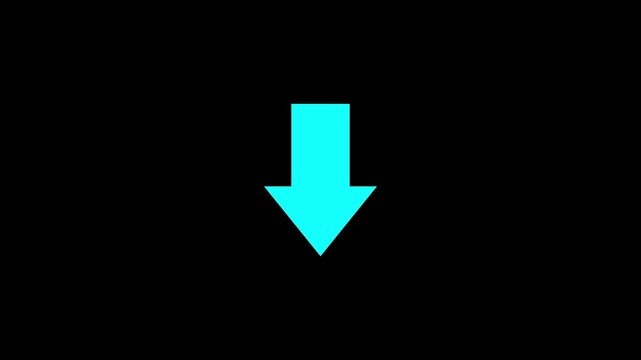 Animated arrow pointing down on black background. Motion Graphic concept. animation