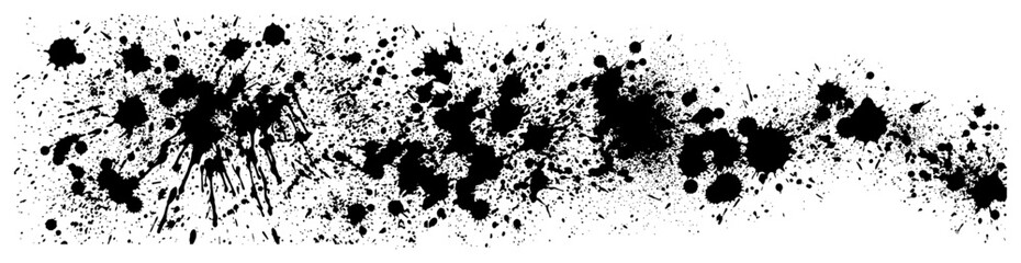 Fototapeta premium Black ink splatters and paint drips texture in grunge artistic style
