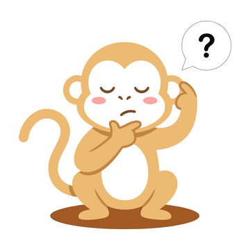 Thinking monkey with question mark