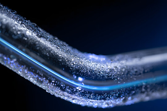 Condensation on transparent liquid cooling tube in gaming PC or server