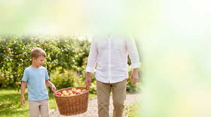 Fototapeta premium Assisting a grandfather with carrying items for daily tasks