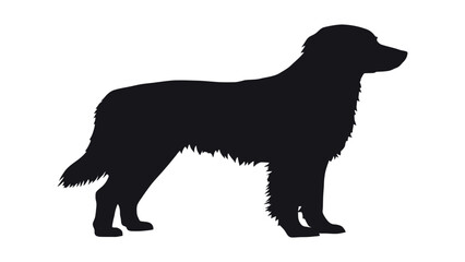 Golden retriever silhouette stands in a classic profile pose against a solid white background. © Sadee Girl