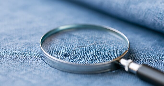 Magnifying glass focusing on fabric texture